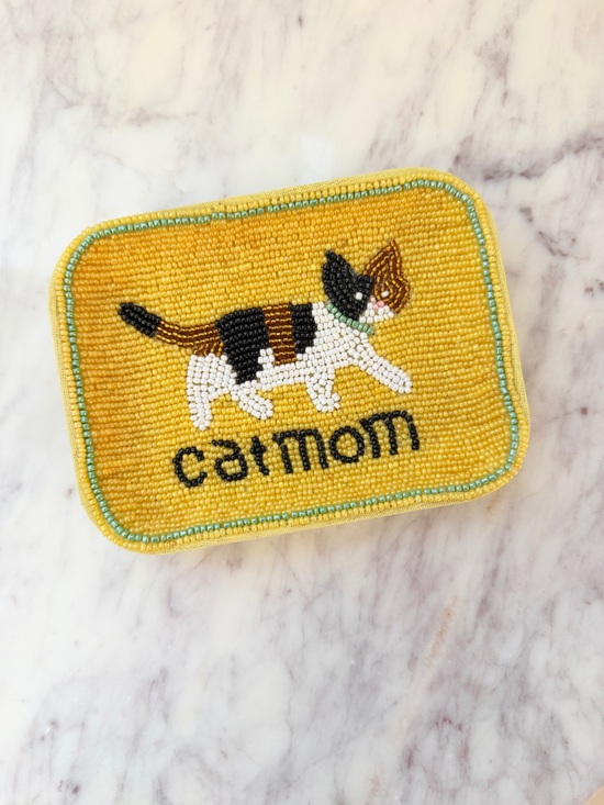Anthropologie Other - 🐱 Anthropologie Fiona Cat Mom Beaded Tray Mini Jewelry Trinket Yellow